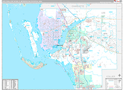 Cape Coral-Fort Myers Metro Area Wall Map Premium Style 2026